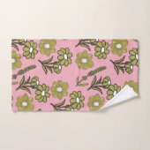 Vert rose rétro Y2K Funky Hippie Flower Motif (Serviette à main)