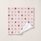 Vert, rose, violet, points bleus (Gant de toilette)