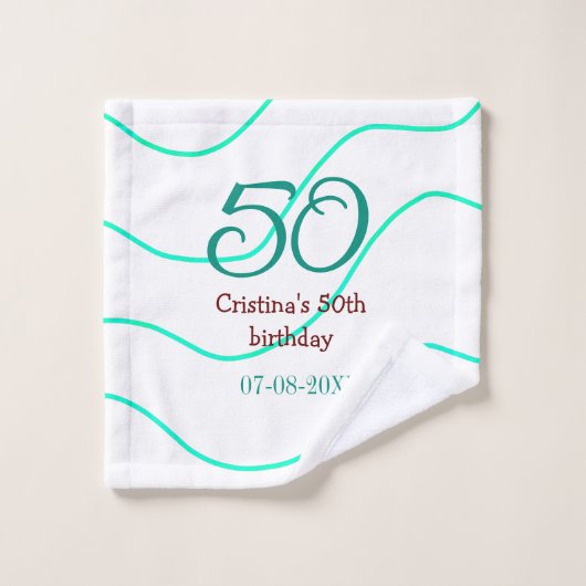 Vert rouge 50 anniversaire ajouter nom date p (Gant de toilette)