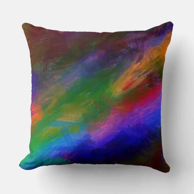 Vert, Rouge, Bleu, Jaune, Violet Coussin Abstrait (Recto)