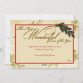 Vert, Rouge, Crème, Or Noël Holly Carte photo (Dos)