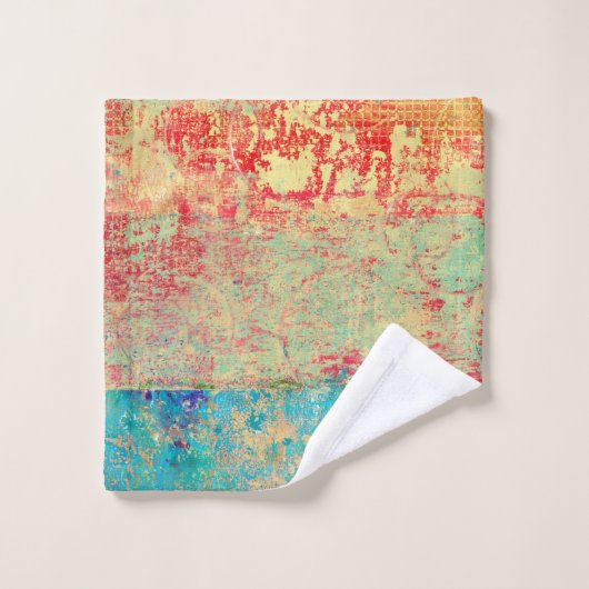 Vert rouge de turquoise de peinture de texture (Gant de toilette)