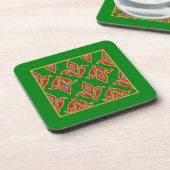 Vert, Rouge, Fleur de lys Dessous de verre de lièg (Côté gauche)