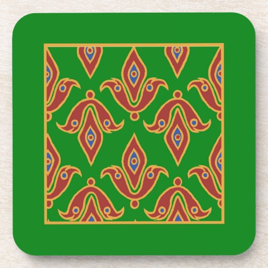 Vert, Rouge, Fleur de lys Dessous de verre de lièg (Devant)