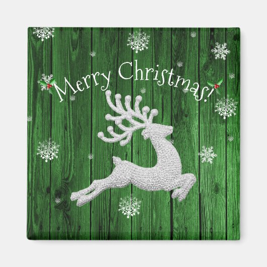 Vert Russe Reindeer Magnet de Noël (Devant)