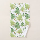 Vert rustique aquarelle arbres de Noël (Serviette à main)