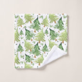 Vert rustique aquarelle arbres de Noël (Gant de toilette)