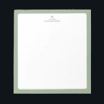 Vert sage | Bloc-notes personnalisé au coeur simpl<br><div class="desc">Ce bloc-notes personnalisé est doté d'un bord de couleur simple et d'un coeur mignon. Personnalisez le texte avec votre nom ou n'importe quel texte. Ce bloc-notes personnalisé sera un cadeau parfait pour un enseignant,  des amis ou vous-même. D'autres designs sont disponibles dans ma boutique BaraBomStudio. Merci!</div>