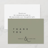 Vert sage | Carte de remerciements Mariage simple (Devant / Derrière)