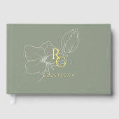 Vert sage | Chic Monogram Mariage livre d'hôtes (Recto)