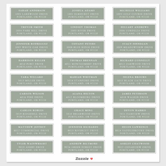 Vert sage | Étiquettes de adresse individuels (Feuille)