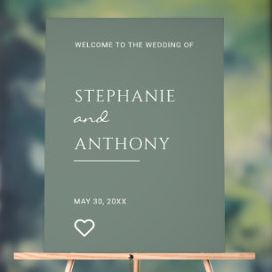Vert Sage minimaliste avec Coeur Mariage moderne