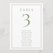 Vert sauge Chaud Numéro de table de mariage minima (Dos)