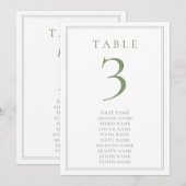 Vert sauge Chaud Numéro de table de mariage minima (Devant / Derrière)