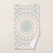 Vert sauge et motif mandala pêche (Serviette à main)