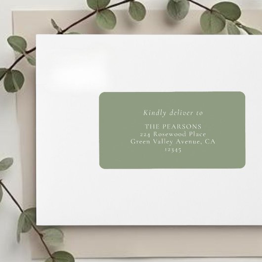 Vert Sauge | Étiquette d'adresse de mariage simple