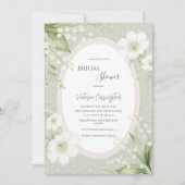 Vert sauge Fleurs Vintage Invitation de douche de (Devant)