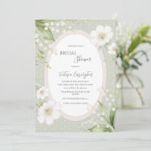 Vert sauge Fleurs Vintage Invitation de douche de (Debout devant)