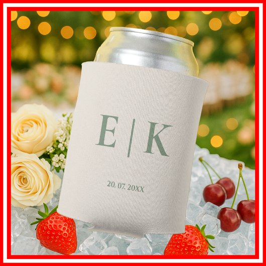 Vert Sauge Monogramme | Glacière de mariage