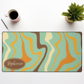 Vert sauge, moutarde et ondes rétro groovy marron