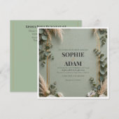 Vert sauge or feuille double arche Save The Date (Devant / Derrière)