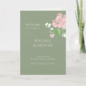 Vert Sauge | Programme de mariage plié floral chic (Devant)