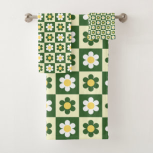 Vert sauge rétro et damier de marguerite crème