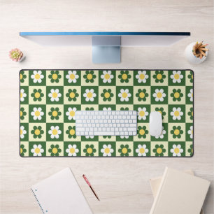 Vert sauge rétro et damier de marguerites à la crè