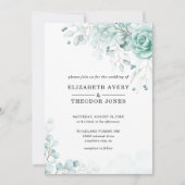 Vert sauge turquoise Faire-part de mariage floral (Devant)