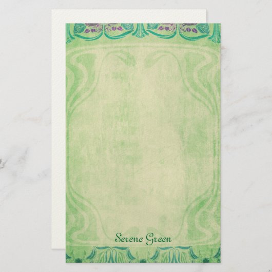Vert serein - papeterie de Nouveau d'art (Devant / Derrière)