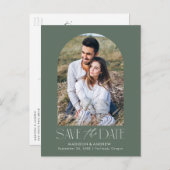 Vert | Simple Arch moderne Photo Faire-part de mar (Devant / Derrière)