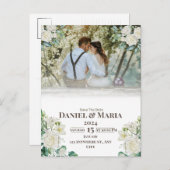 Vert simple avec photo Enregistrer la carte Date (Devant / Derrière)