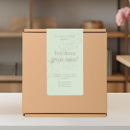 Vert| Simple moderne fleuriste Étiquettes d'expédi