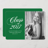 Vert solide moderne | Faire-part de diplôme (Devant / Derrière)