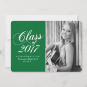 Vert solide moderne | Faire-part de diplôme (Devant)