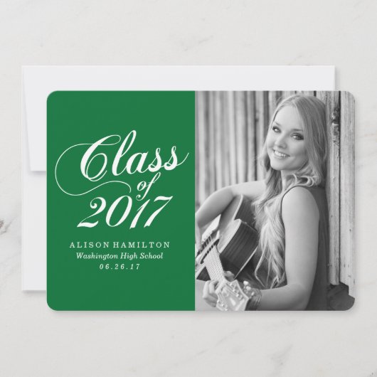 Vert solide moderne | Faire-part de diplôme (Devant)