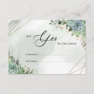 Vert succulents or Dites oui à la robe Carte