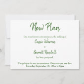 Vert sur blanc Nouveau Mariage Date Faire-part (Devant)