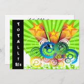 vert totalement 80's rétro party Invitation (Devant / Derrière)