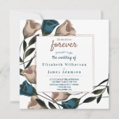 Vert turquoise, Rose beige Faire-part de mariage (Devant)