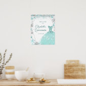 Vert Turquoise Silver Winter Mis Quince Affiche de (Cuisine)