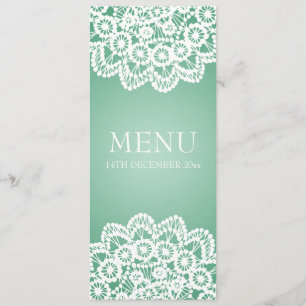 Vert vintage de menthe de dentelle de menu élégant