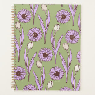 Vert violet rétro Y2K Funky Hippie Flower Motif