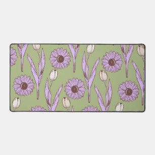 Vert violet rétro Y2K Funky Hippie Flower Motif