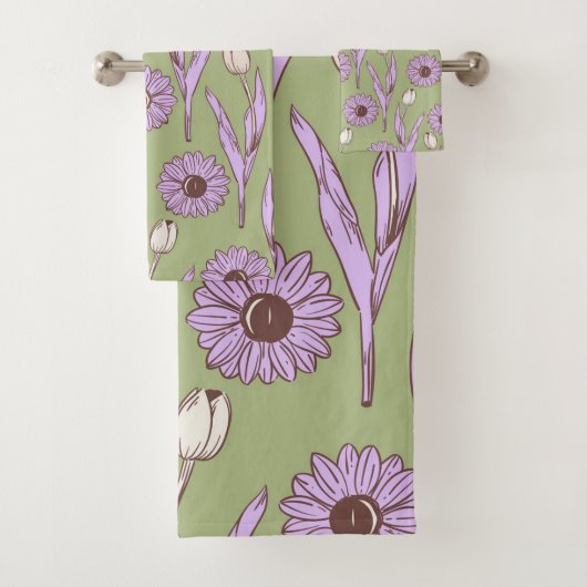 Vert violet rétro Y2K Funky Hippie Flower Motif (En situation)