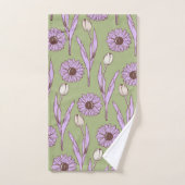 Vert violet rétro Y2K Funky Hippie Flower Motif (Serviette à main)