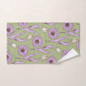 Vert violet rétro Y2K Funky Hippie Flower Motif (Serviette à main)