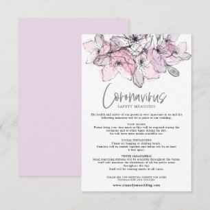 Vertaalde Waterverf Roze Florals Covid Safety Informatiekaartje