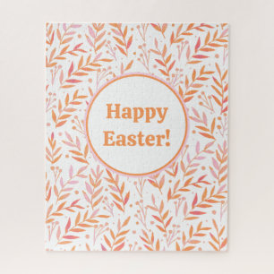 Vertakken de waterverf van pasta's oranje en roze legpuzzel