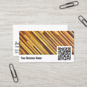 Vertaler Elegant Wood Background QR Code Visitekaartje